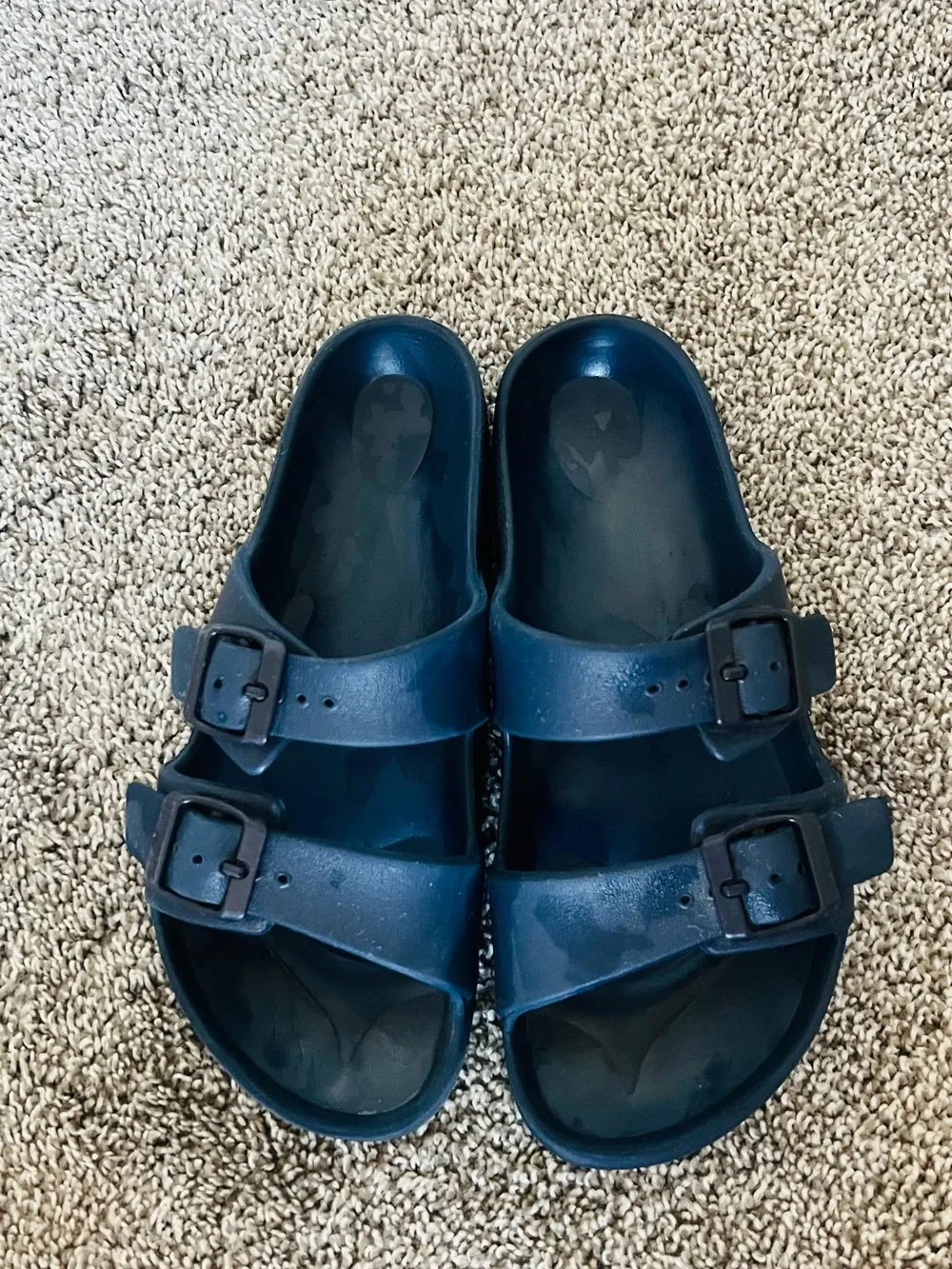 Kids Blue Double-Buckle Slide Sandals